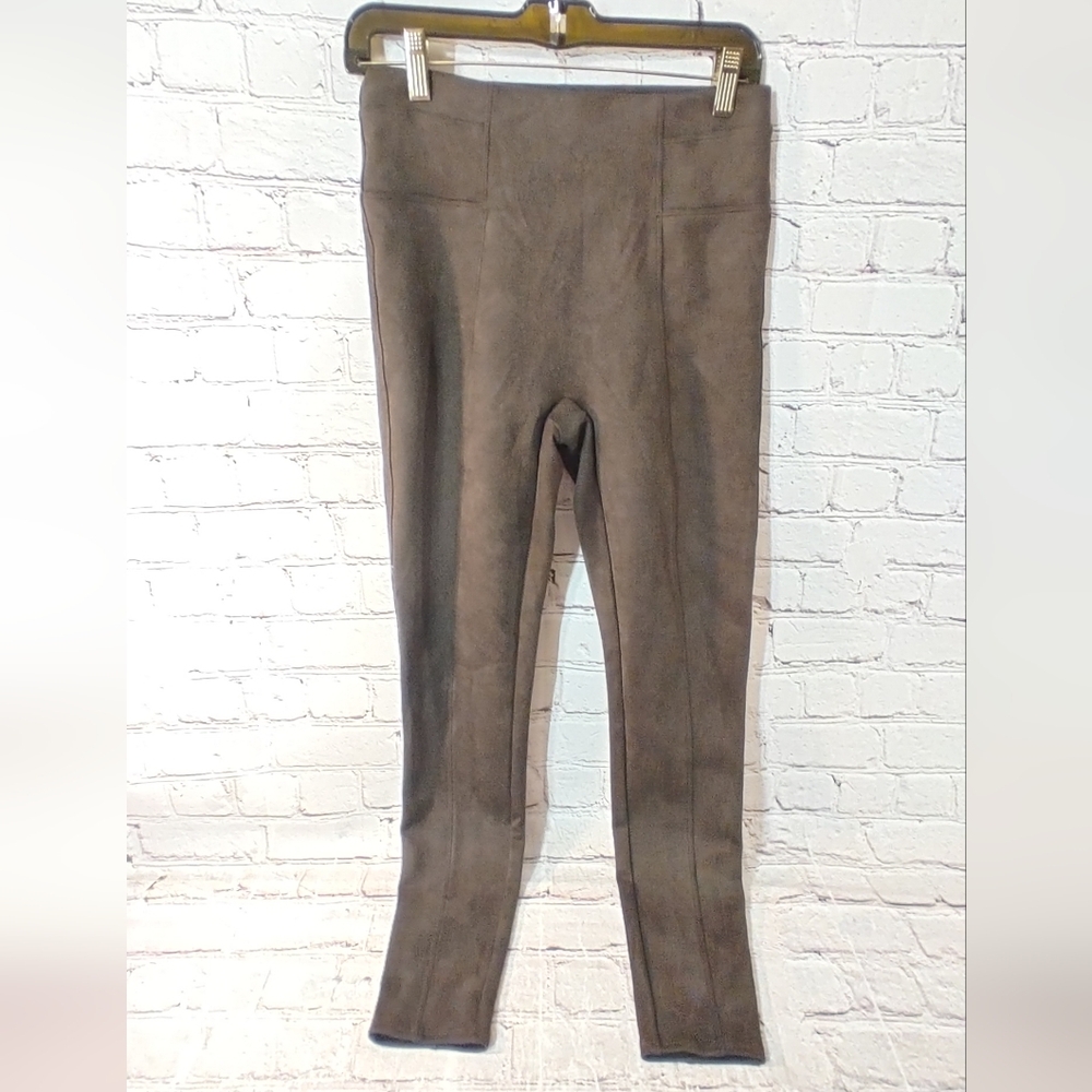 Spanx Faux Suede Dark Brown Skinny Leggings M